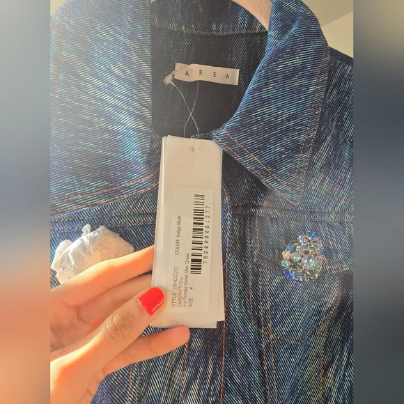 AREA NYC Fur Printed Godet Mini Dress Indigo Multi – size 4 NWT - Picture 5 of 8